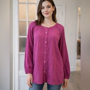 GAP Fuchsia Long Sleeve Blouse